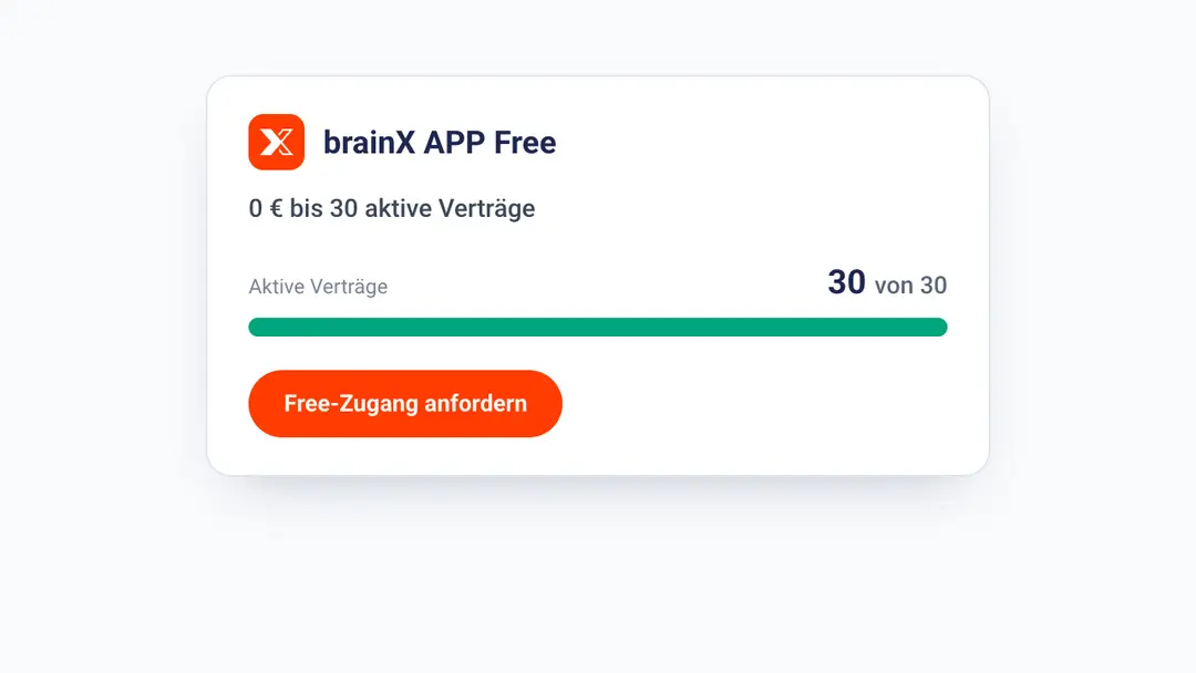 brainX APP Free bis 30 aktive Verträge